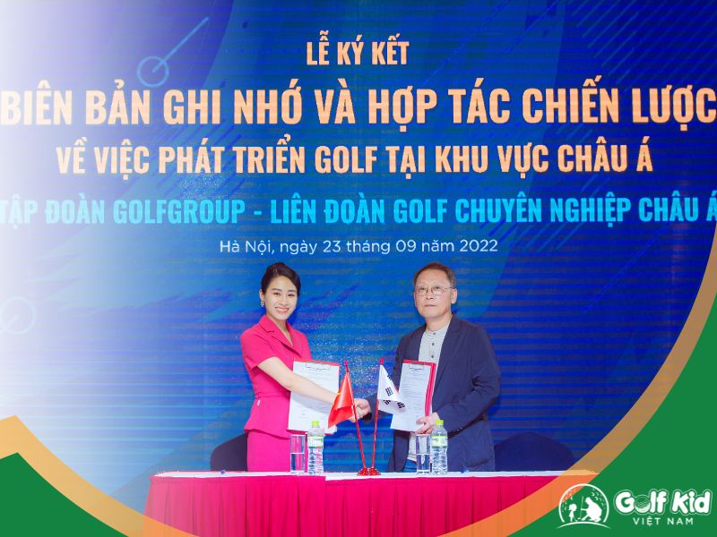 Lễ ký kết biên bản ghi nhớ và hợp tác chiến lược giữa Học viện Golfkids Việt Nam trực thuộc Tập đoàn Golfgroup với Liên đoàn Golf chuyên nghiệp châu Á